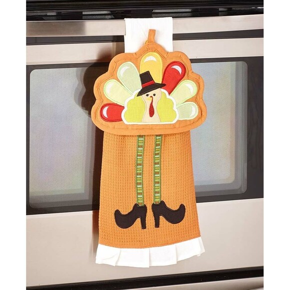 Turkey with Legs Hanging Kitchen Towel Potholder Thanksgiving Holiday Gift NEW - Picture 1 of 2